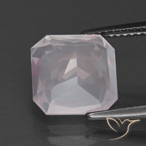 Quarzo rosa Bianco tendente al rosa naturale da 4.81 ct, Taglio smeraldo, Trasparente