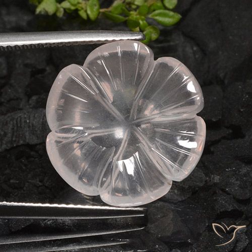 12.01ct Naturale rosa fenicottero Quarzo rosa, Taglio a fiore, Trasparente