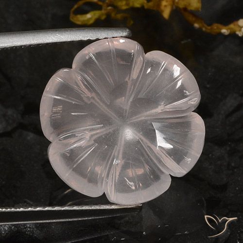 10.56ct Naturale rosa fenicottero Quarzo rosa, Taglio a fiore, Trasparente