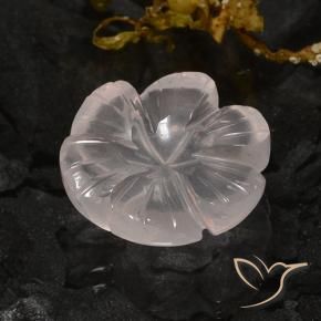 Quarzo rosa rosa fenicottero naturale da 10.56 ct, Taglio a fiore, Trasparente