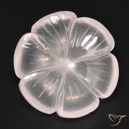 15.54ct Naturale rosa fenicottero Quarzo rosa, Taglio a fiore, Trasparente