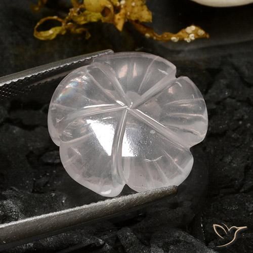Quarzo rosa Bianco naturale da 12.37 ct, Taglio a fiore, Trasparente