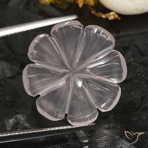 10.31ct Naturale Bianco Quarzo rosa, Taglio a fiore, Trasparente