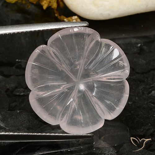 17.37ct Naturale Bianco Quarzo rosa, Taglio a fiore, Trasparente