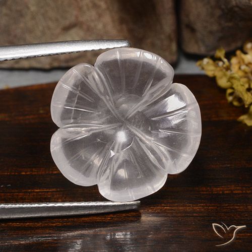 11.24ct Naturale Bianco Quarzo rosa, Taglio a fiore, Trasparente