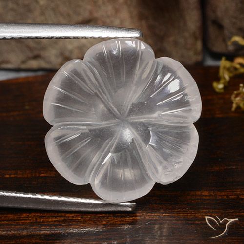 10.15ct Naturale Bianco Quarzo rosa, Taglio a fiore, Trasparente