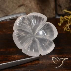 Quarzo rosa Bianco naturale da 10.15 ct, Taglio a fiore, Trasparente