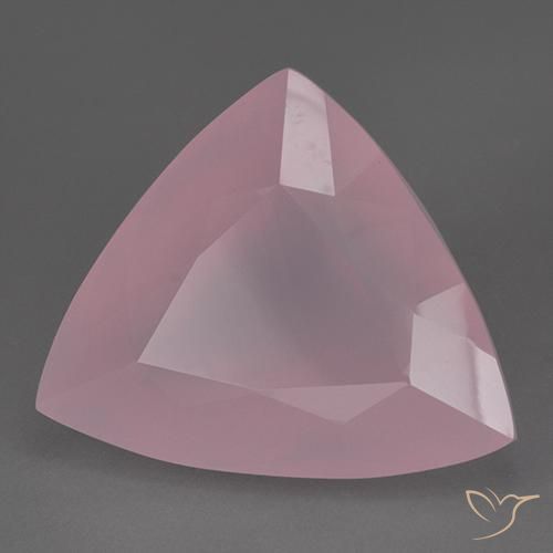 Quarzo rosa Rosa porpora reale naturale da 87.19 ct, Taglio trillion, Trasparente
