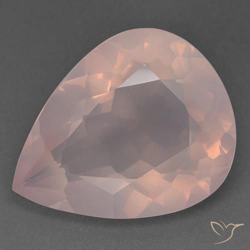 Quarzo rosa Rosa Corallo Chiaro naturale da 46.14 ct, Forma a pera, Trasparente
