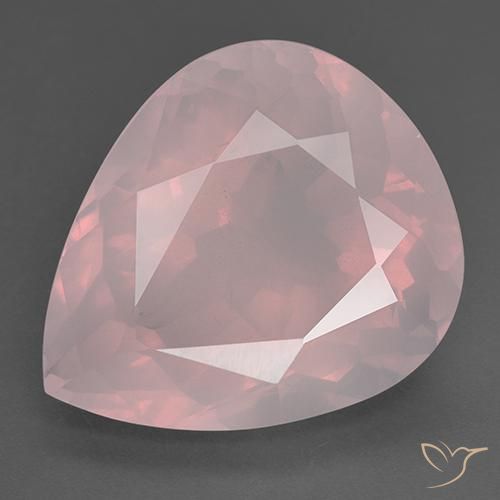 36.50ct Naturale Rosa corallo Quarzo rosa, Forma a pera, Trasparente