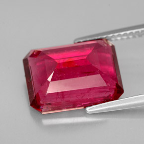 Tormalina rubellite naturale rosso da 6,13 ct, taglio smeraldo, SI