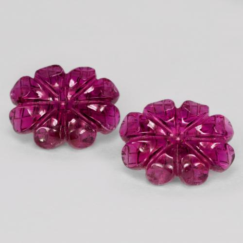 Gemme di Tormalina rubellite Rosso lampone naturale da 6.38 ct, Taglio a fiore, Traslucido