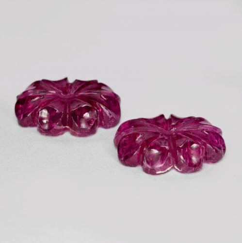 Gemme di Tormalina rubellite Rosso lampone naturale da 6.38 ct, Taglio a fiore, Traslucido