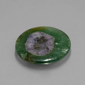 Rubino in fuchsite naturale bicolore da 6,06 ct, taglio rotondo, traslucido
