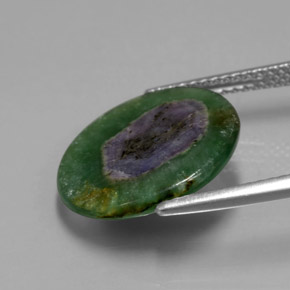 Rubino in fuchsite naturale bicolore da 6,06 ct, taglio rotondo, traslucido
