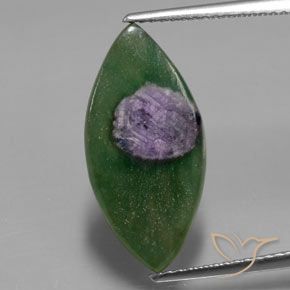 5.26ct Naturale Multicolore Rubino in Fuchsite, Taglio marquise, Traslucido