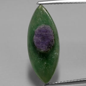 Rubino in Fuchsite Bicolore naturale da 3.70 ct, Taglio marquise, Traslucido