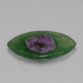Rubino in fuchsite naturale bicolore da 5,48 ct, marchesa, traslucido
