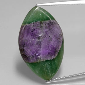 Rubino in fuchsite naturale bicolore da 14,59 ct, marchesa, traslucido