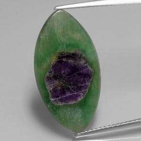 Rubino in fuchsite naturale bicolore da 6,89 ct, marchesa, traslucido