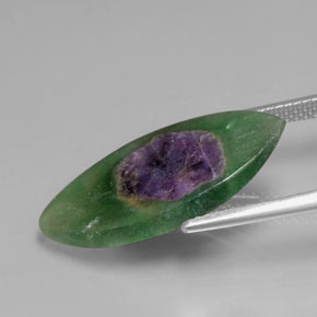 Rubino in fuchsite naturale bicolore da 6,89 ct, marchesa, traslucido