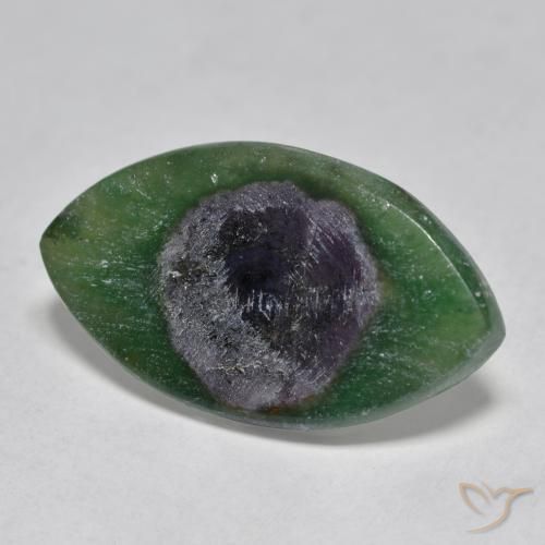 Rubino in Fuchsite Multicolore naturale da 8.48 ct, Taglio marquise, Traslucido