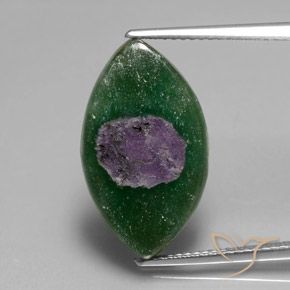 10.32ct Naturale Multicolore Rubino in Fuchsite, Taglio marquise, Traslucido