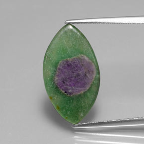 Rubino in Fuchsite Bicolore naturale da 4.10 ct, Taglio marquise, Trasparente