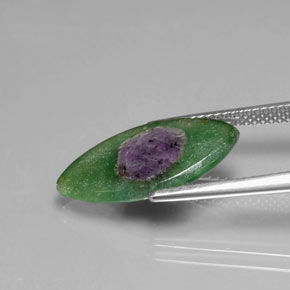 Rubino in Fuchsite Bicolore naturale da 4.10 ct, Taglio marquise, Trasparente