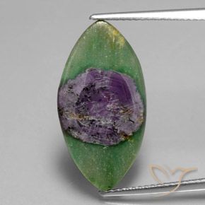 5.06ct Naturale Multicolore Rubino in Fuchsite, Taglio marquise, Traslucido