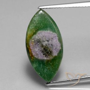 6.51ct Naturale Multicolore Rubino in Fuchsite, Taglio marquise, Traslucido