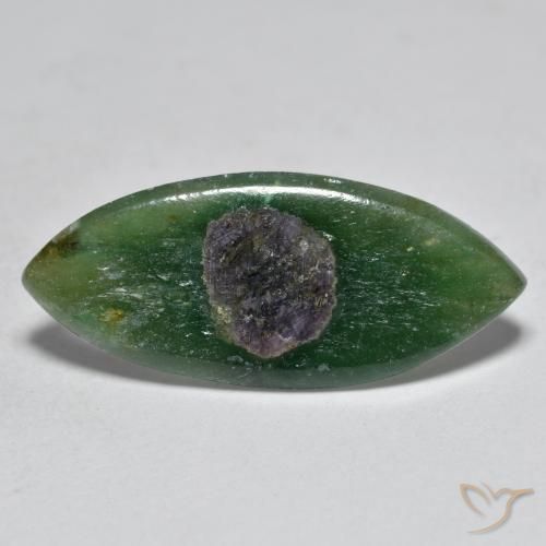 5.84ct Naturale Multicolore Rubino in Fuchsite, Taglio marquise, Traslucido