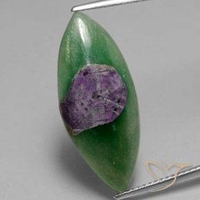 7.10ct Naturale Multicolore Rubino in Fuchsite, Taglio marquise, Traslucido