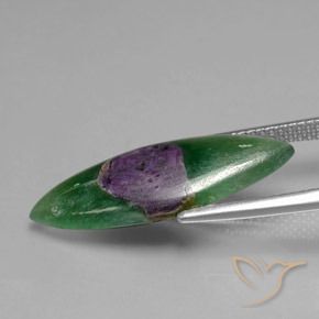 Rubino in Fuchsite Multicolore naturale da 7.10 ct, Taglio marquise, Traslucido