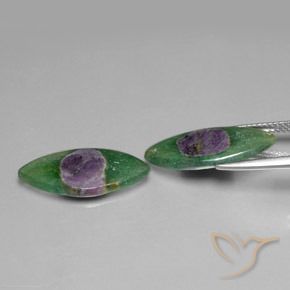 Gemme di Rubino in Fuchsite Multicolore naturale da 8.70 ct, Taglio marquise, Traslucido