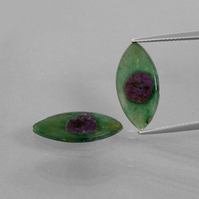 Gemme di Rubino in Fuchsite Bicolore naturale da  ct, Taglio marquise, Traslucido