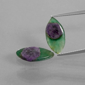 Gemme di Rubino in Fuchsite Bicolore naturale da  ct, Taglio marquise, Traslucido