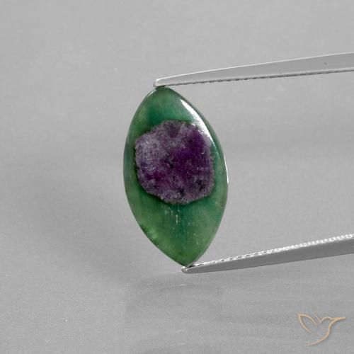 5.03ct Naturale Multicolore Rubino in Fuchsite, Taglio marquise, Traslucido