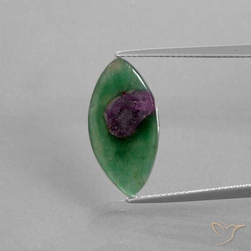 4.95ct Naturale Multicolore Rubino in Fuchsite, Taglio marquise, Traslucido
