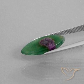 Rubino in Fuchsite Multicolore naturale da 4.95 ct, Taglio marquise, Traslucido