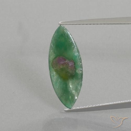 3.31ct Naturale Multicolore Rubino in Fuchsite, Taglio marquise, Traslucido