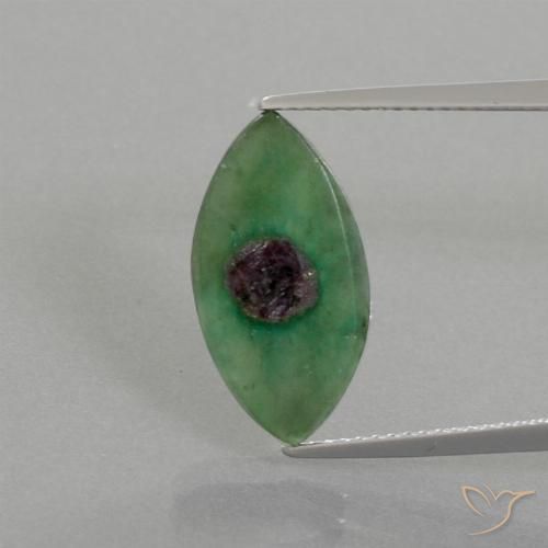 3.90ct Naturale Multicolore Rubino in Fuchsite, Taglio marquise, Traslucido