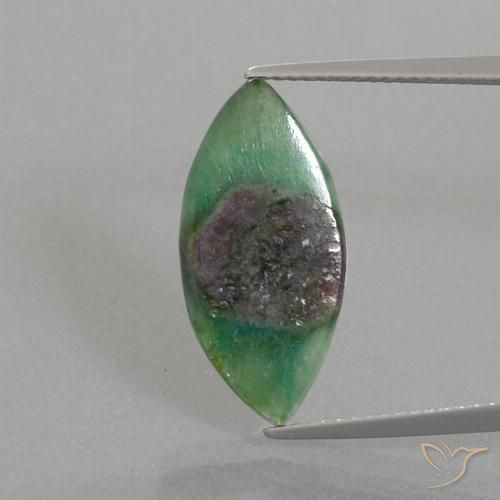 4.95ct Naturale Multicolore Rubino in Fuchsite, Taglio marquise, Traslucido