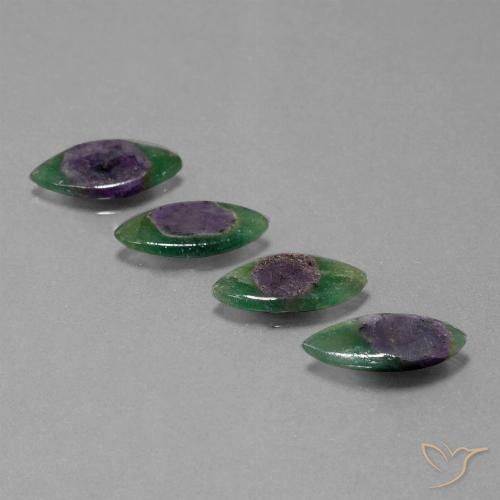 8.35ctw Naturale Multicolore Rubino in Fuchsite, Taglio marquise, Traslucido