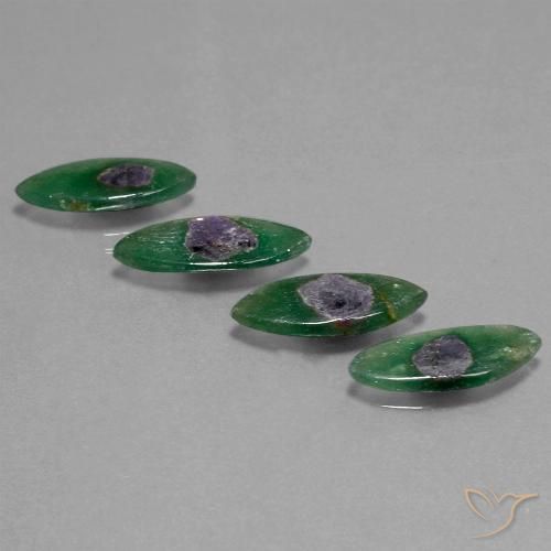 10.77ctw Naturale Multicolore Rubino in Fuchsite, Taglio marquise, Traslucido