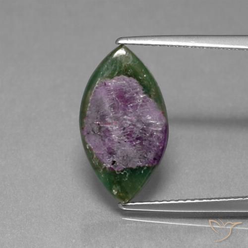 5.06ct Naturale Multicolore Rubino in Fuchsite, Taglio marquise, Traslucido