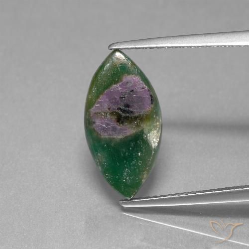 4.30ct Naturale Multicolore Rubino in Fuchsite, Taglio marquise, Traslucido
