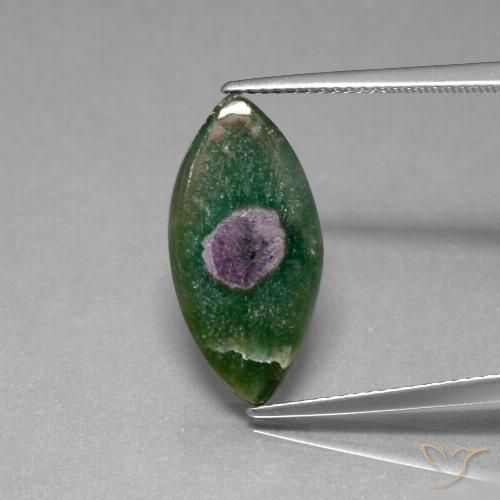 5.46ct Naturale Multicolore Rubino in Fuchsite, Taglio marquise, Traslucido