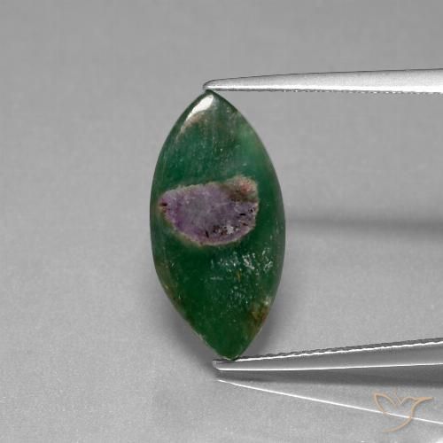 6.08ct Naturale Multicolore Rubino in Fuchsite, Taglio marquise, Traslucido