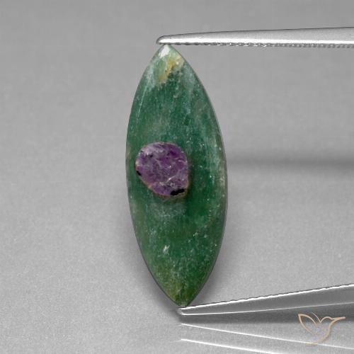 4.14ct Naturale Multicolore Rubino in Fuchsite, Taglio marquise, Traslucido